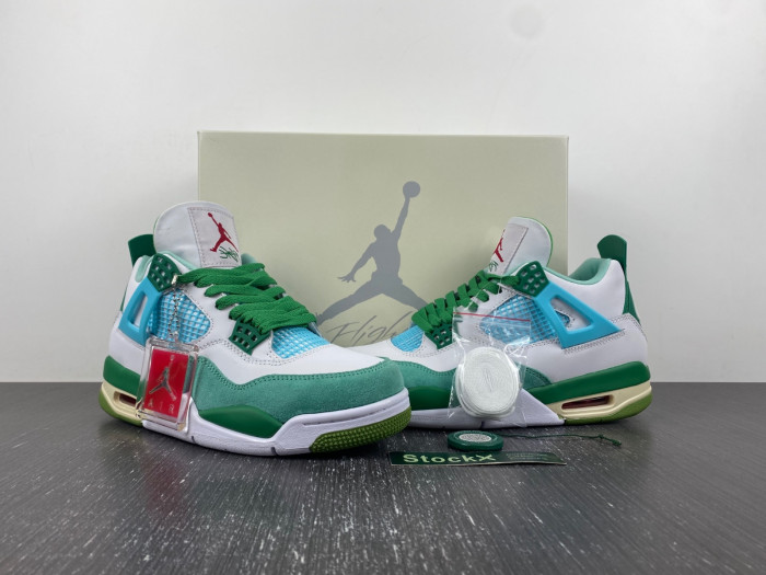 Air Jordan 4  PE White-green  AJ4-KNCW